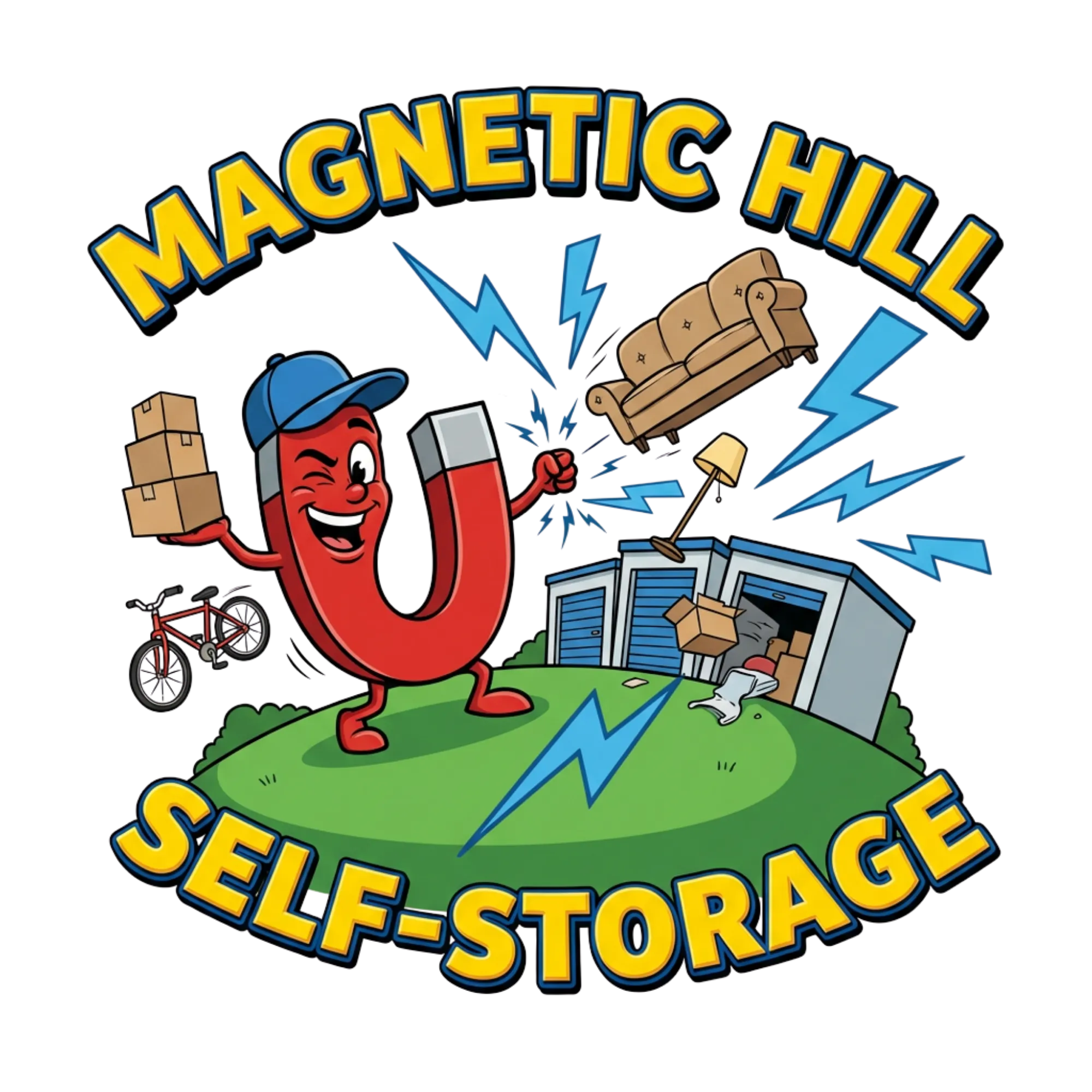Magnetic Hill Self-Storage logo design by GrowLocal Labs