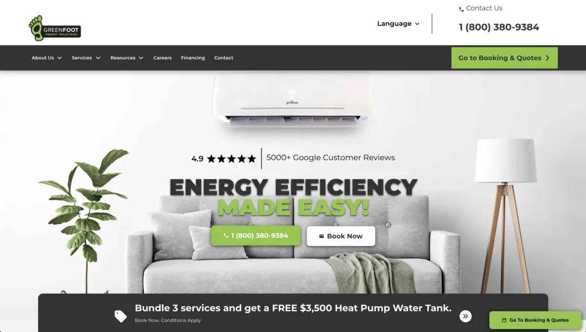 Greenfoot Energy Solutions website - custom desktop design by GrowLocal Labs